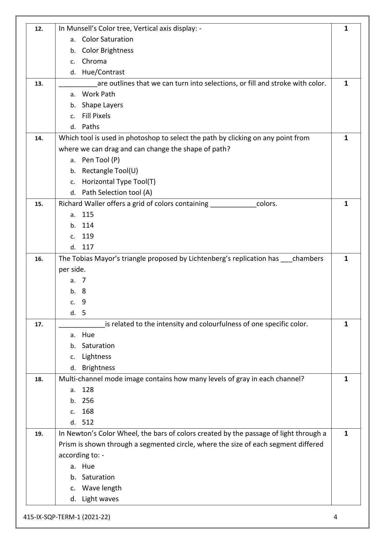 CBSE Class 10 Skill Education (Term I) - Multi Media Sample Paper 2021-22 - Page 4