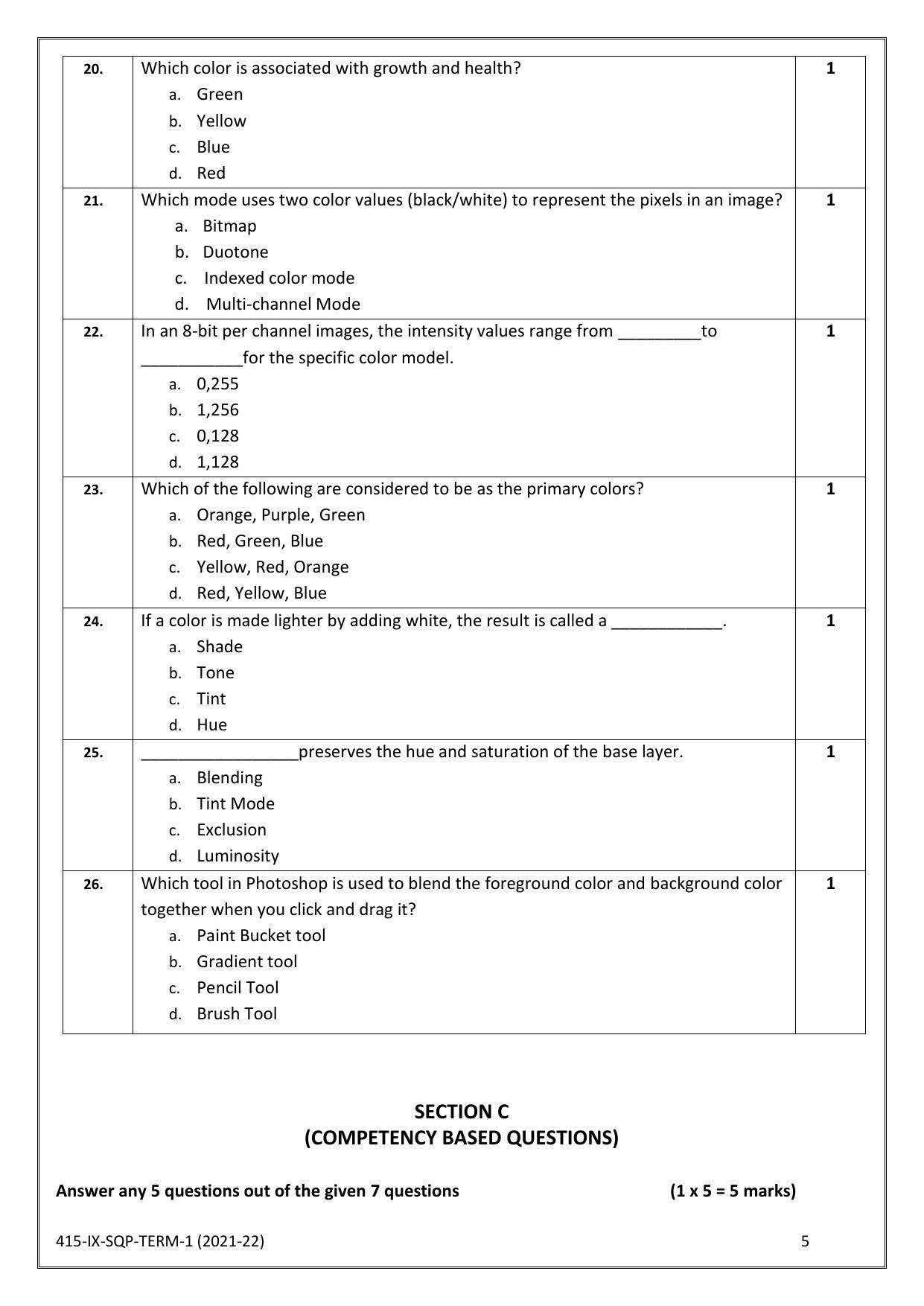 CBSE Class 10 Skill Education (Term I) - Multi Media Sample Paper 2021-22 - Page 5