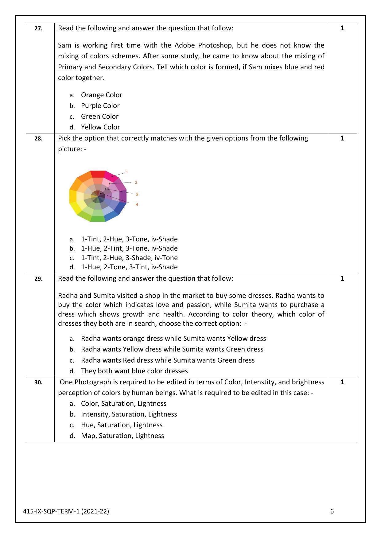 CBSE Class 10 Skill Education (Term I) - Multi Media Sample Paper 2021-22 - Page 6