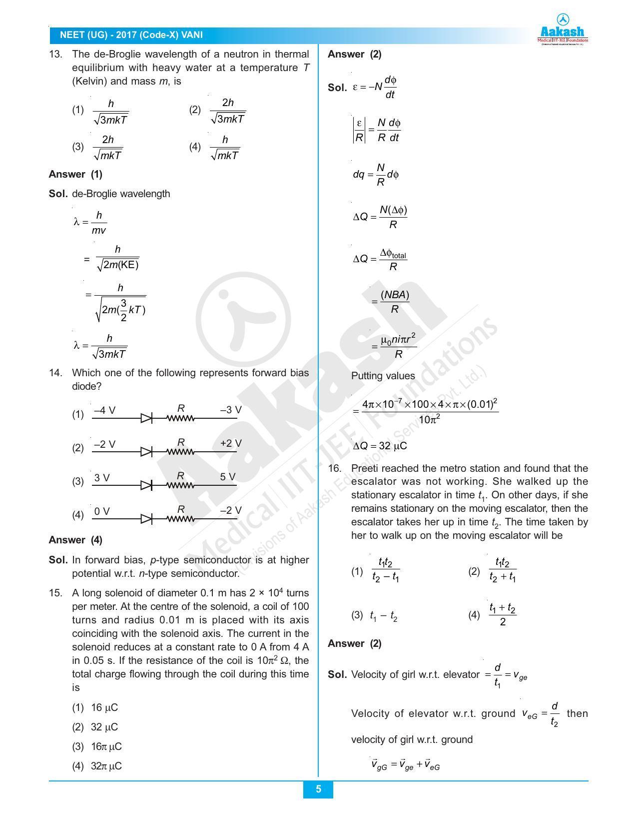 NEET Code X 2017 Answer & Solutions - Page 5