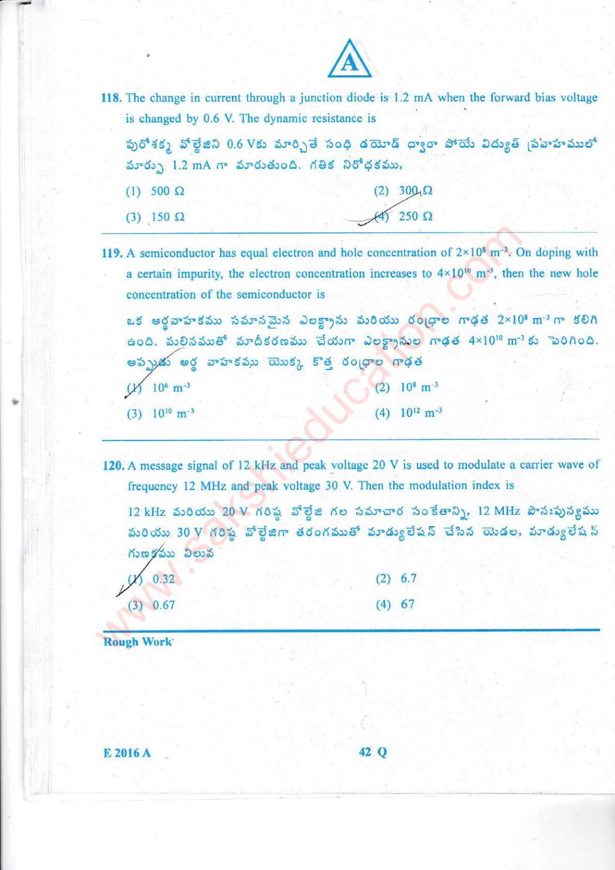 TS EAMCET 2016 Engineering Question Paper with Key (Held on 15 May 2016) - Page 43