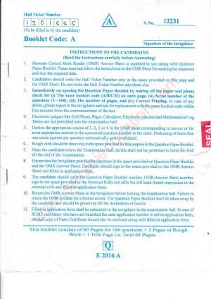 TS EAMCET 2016 Engineering Question Paper with Key (Held on 15 May 2016)