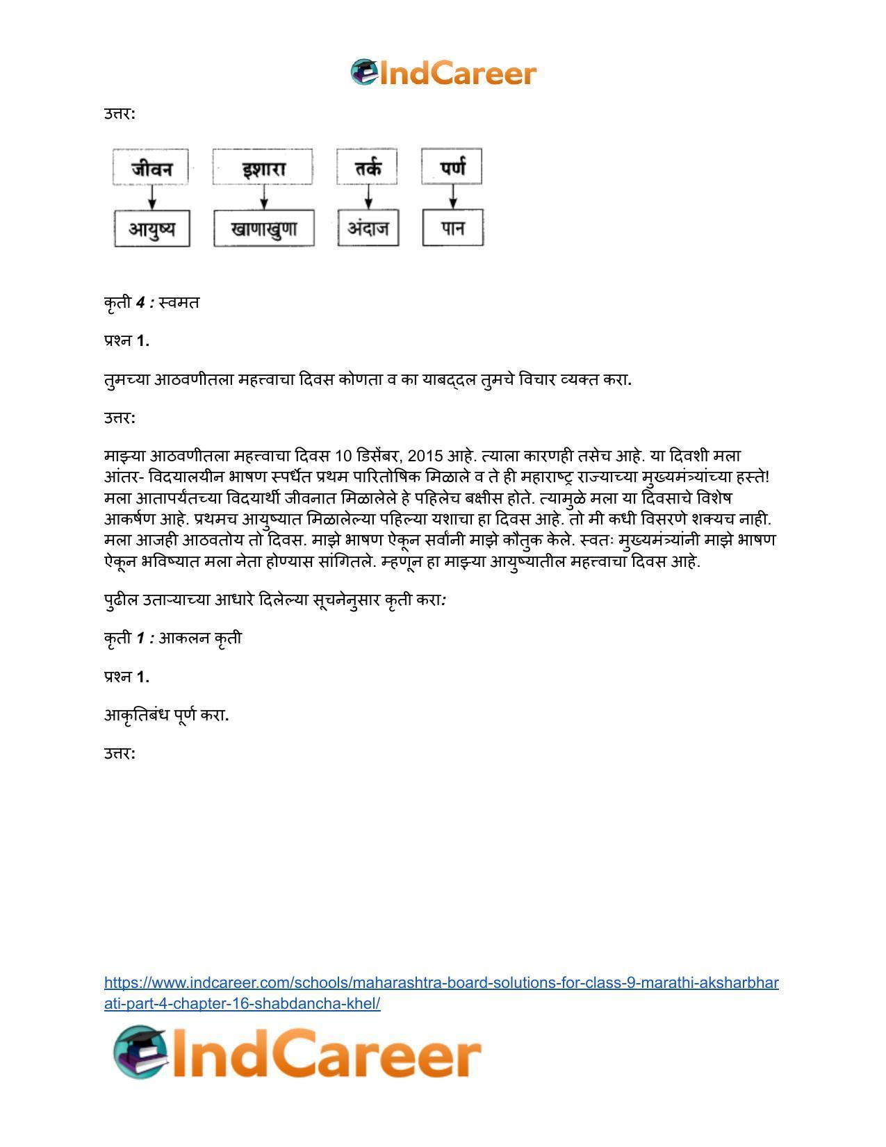 Maharashtra Board Solutions for Class 9- Marathi Aksharbharati (Part- 4): Chapter 16- शब्दांचा खेळ - Page 16