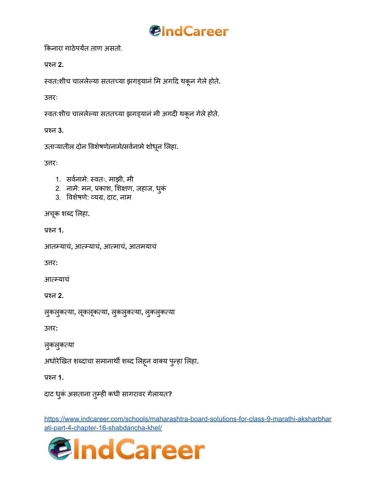 Maharashtra Board Solutions for Class 9- Marathi Aksharbharati (Part- 4): Chapter 16- शब्दांचा खेळ - Page 21