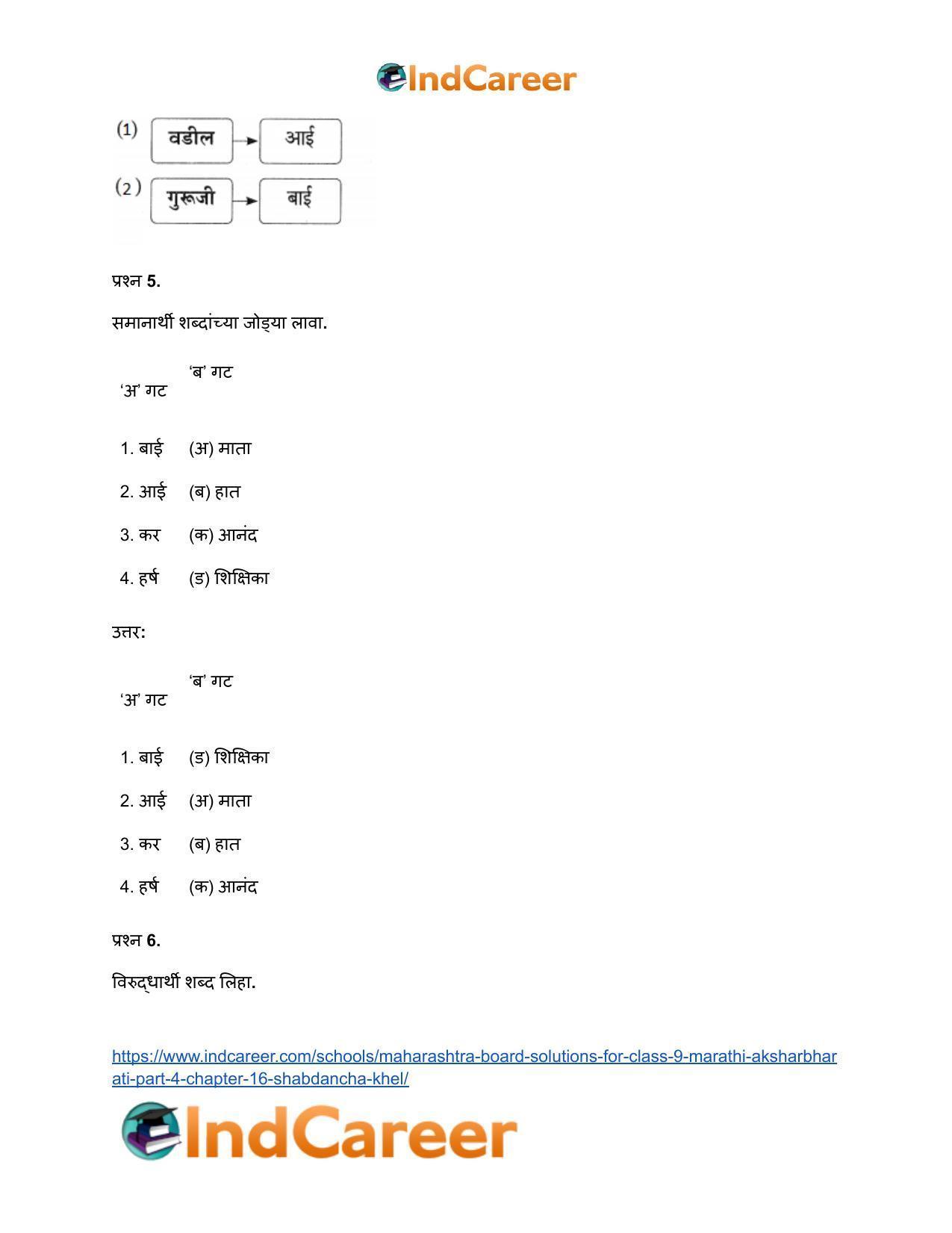 Maharashtra Board Solutions for Class 9- Marathi Aksharbharati (Part- 4): Chapter 16- शब्दांचा खेळ - Page 30