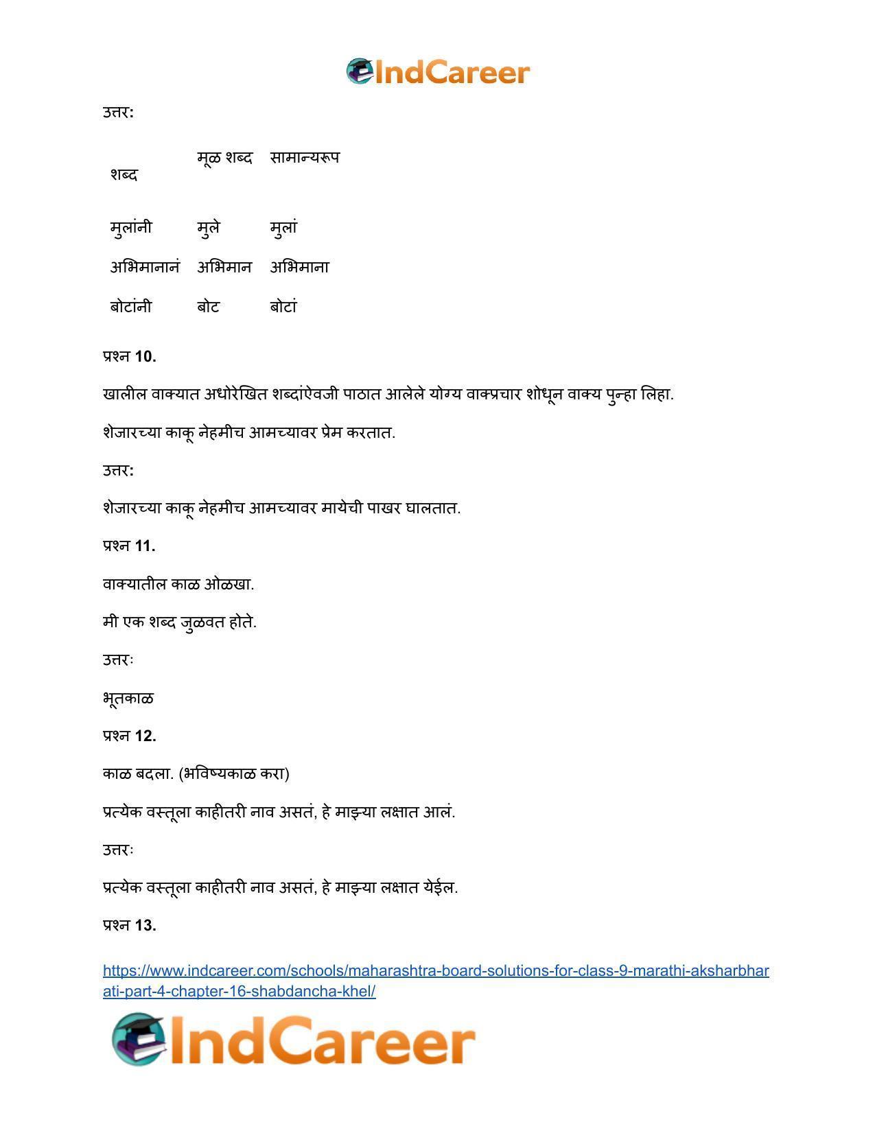 Maharashtra Board Solutions for Class 9- Marathi Aksharbharati (Part- 4): Chapter 16- शब्दांचा खेळ - Page 32