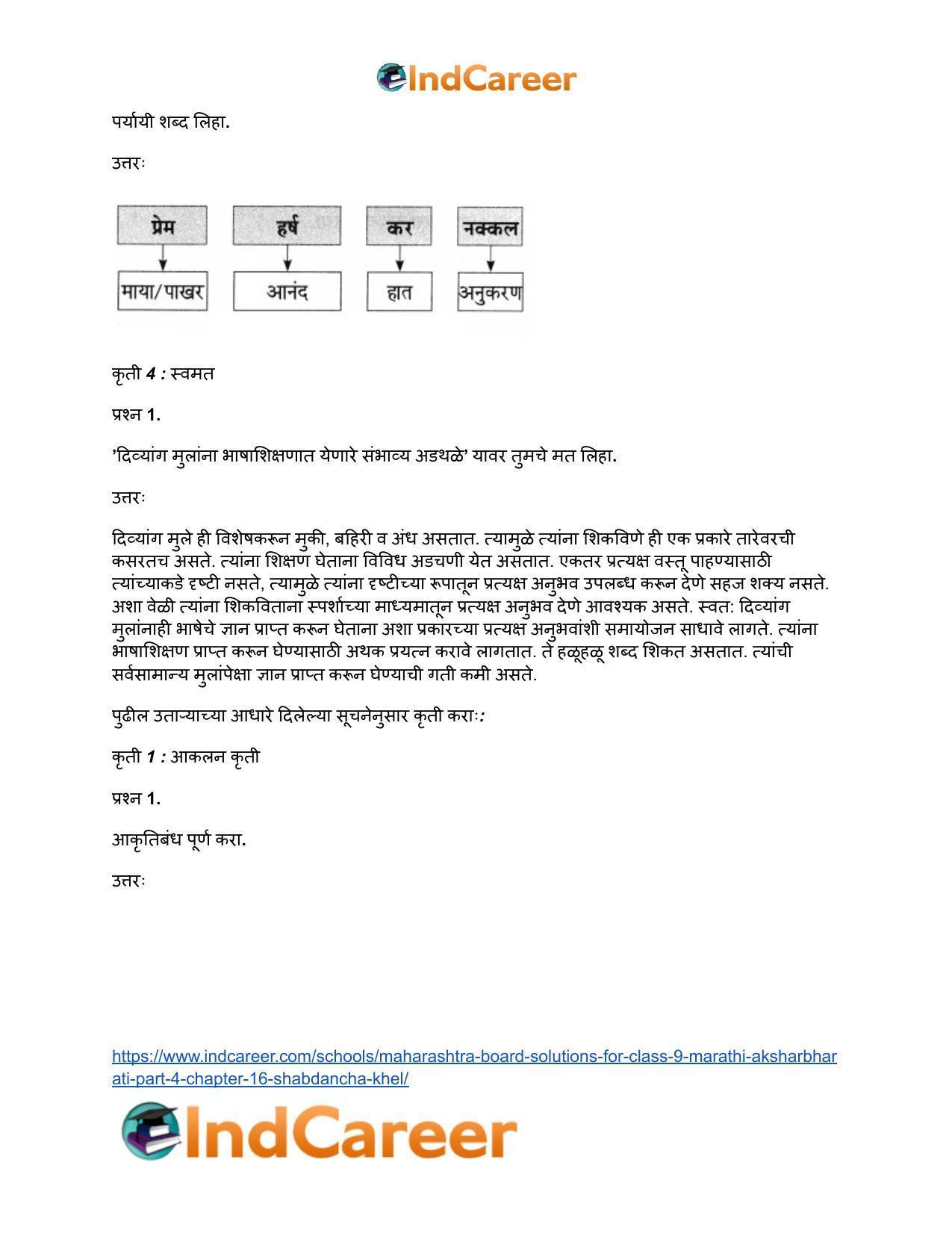 Maharashtra Board Solutions for Class 9- Marathi Aksharbharati (Part- 4): Chapter 16- शब्दांचा खेळ - Page 33