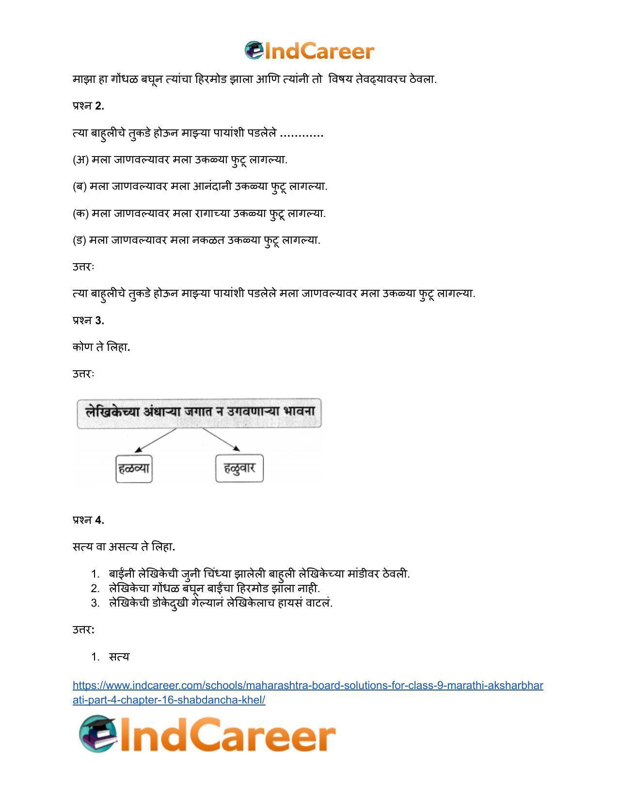 Maharashtra Board Solutions for Class 9- Marathi Aksharbharati (Part- 4): Chapter 16- शब्दांचा खेळ - Page 36