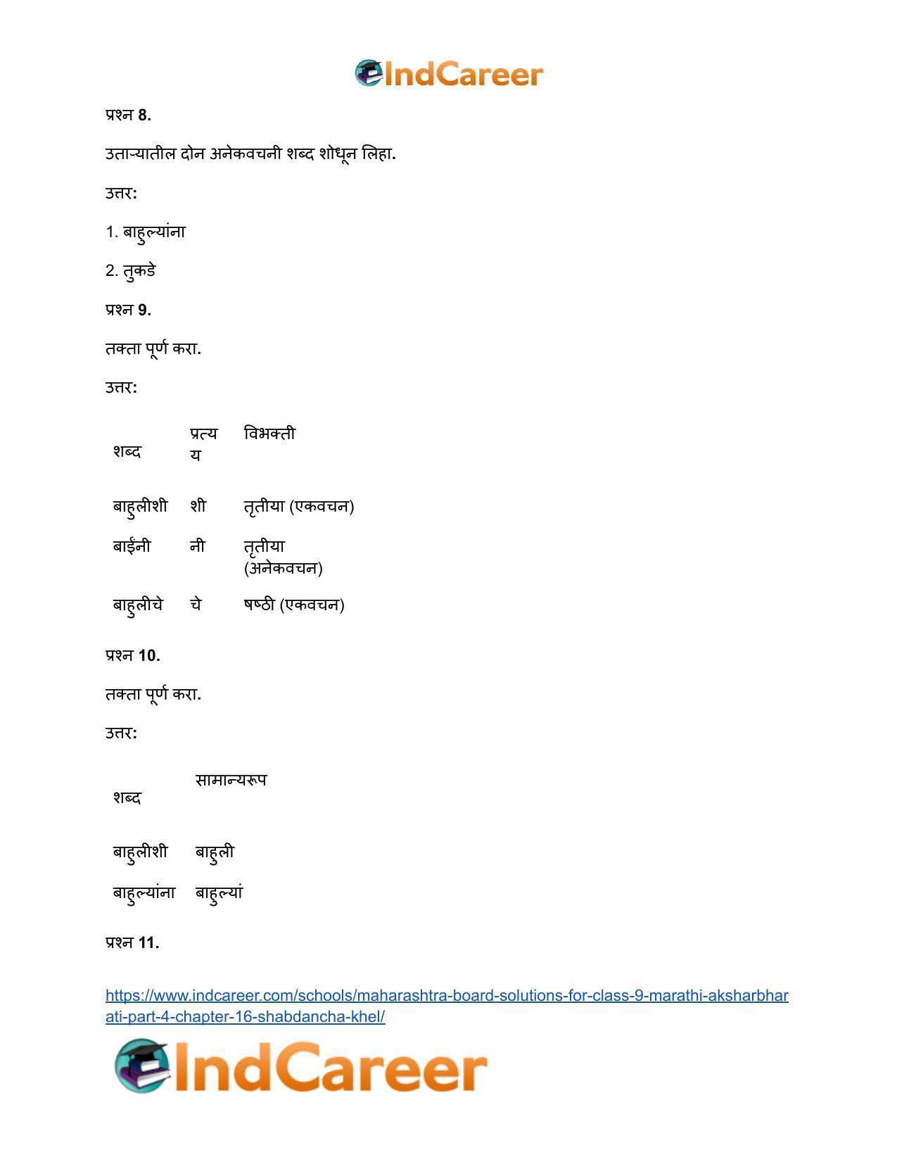 Maharashtra Board Solutions for Class 9- Marathi Aksharbharati (Part- 4): Chapter 16- शब्दांचा खेळ - Page 39