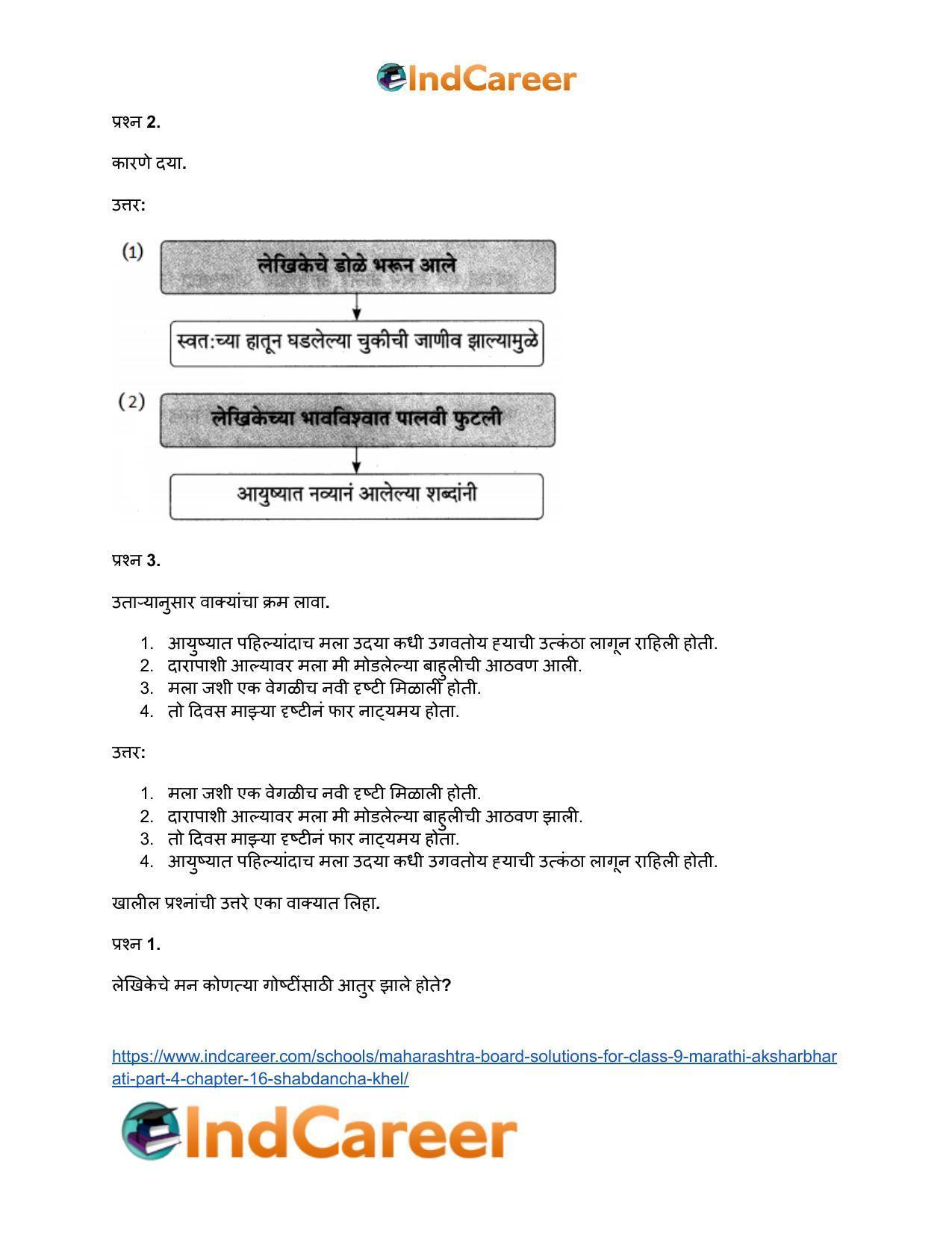 Maharashtra Board Solutions for Class 9- Marathi Aksharbharati (Part- 4): Chapter 16- शब्दांचा खेळ - Page 50