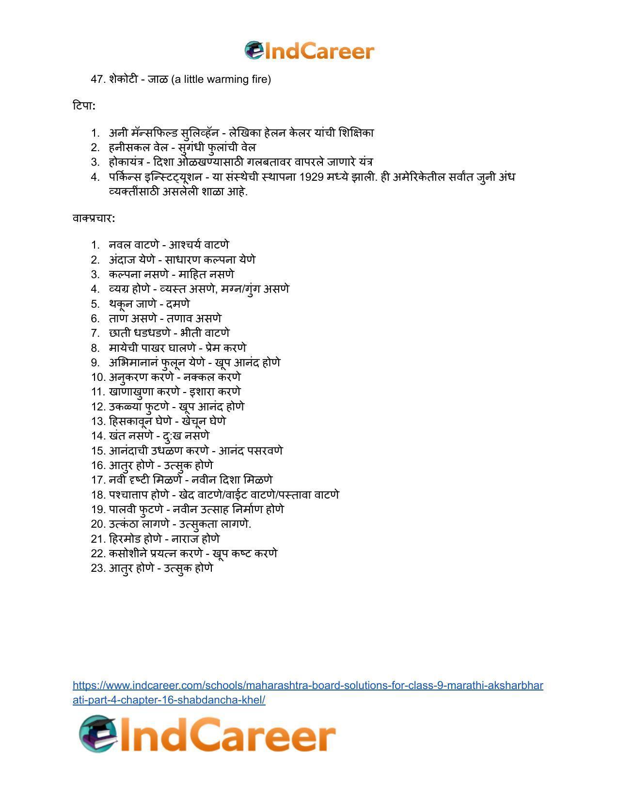 Maharashtra Board Solutions for Class 9- Marathi Aksharbharati (Part- 4): Chapter 16- शब्दांचा खेळ - Page 59