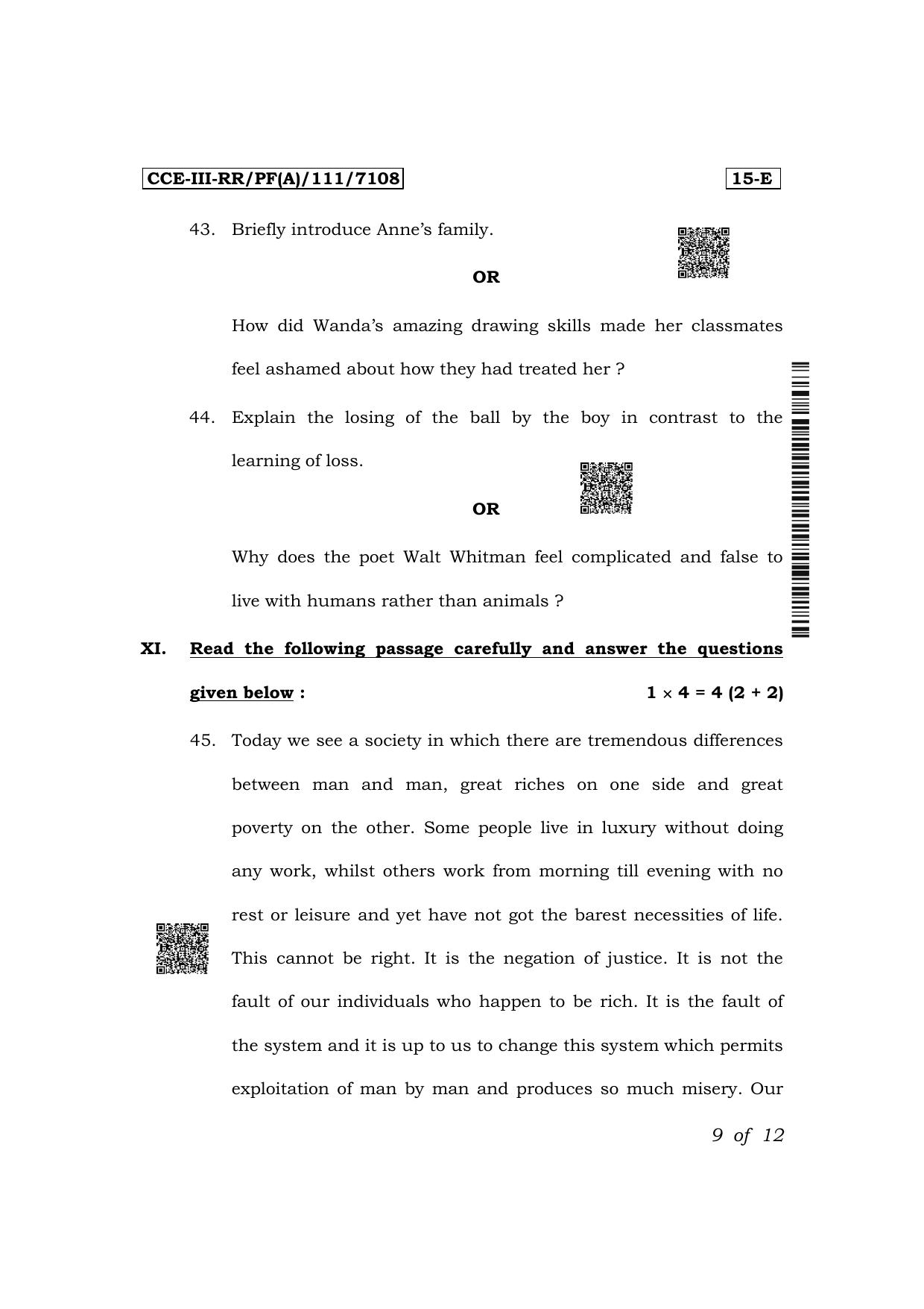 Karnataka SSLC First Language English (NCERT) Exam 3 Question Paper 2024 (A Version) - Page 9