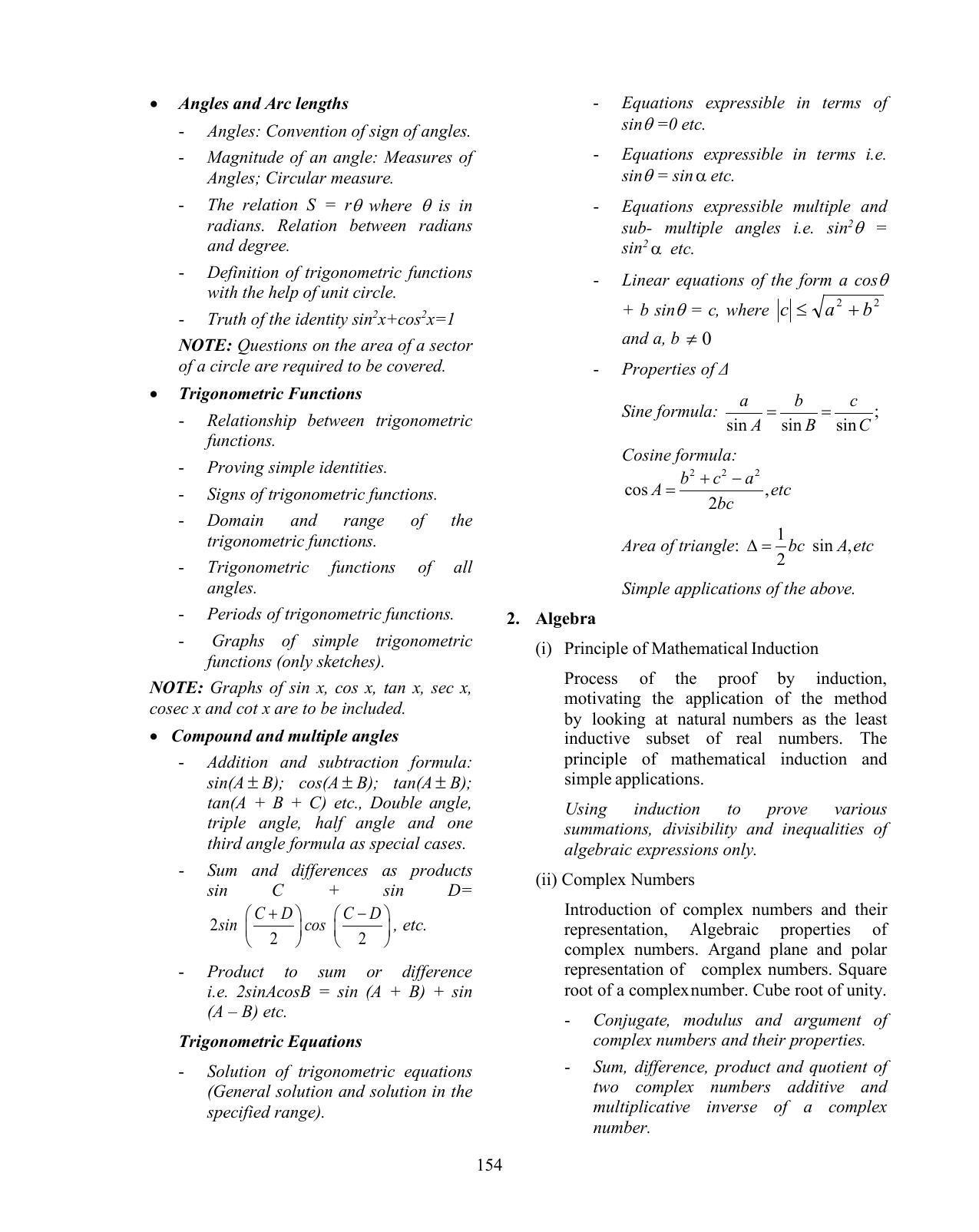ISC Class XI & XII Mathematics Syllabus - Page 4