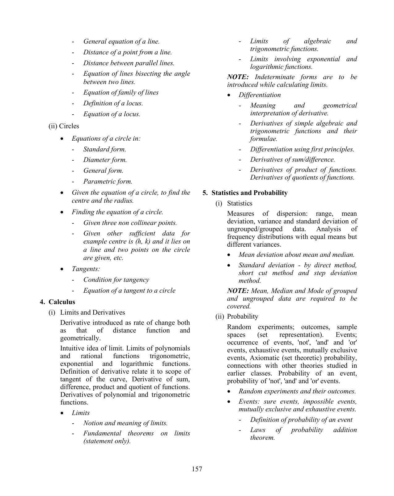 ISC Class XI & XII Mathematics Syllabus - Page 7