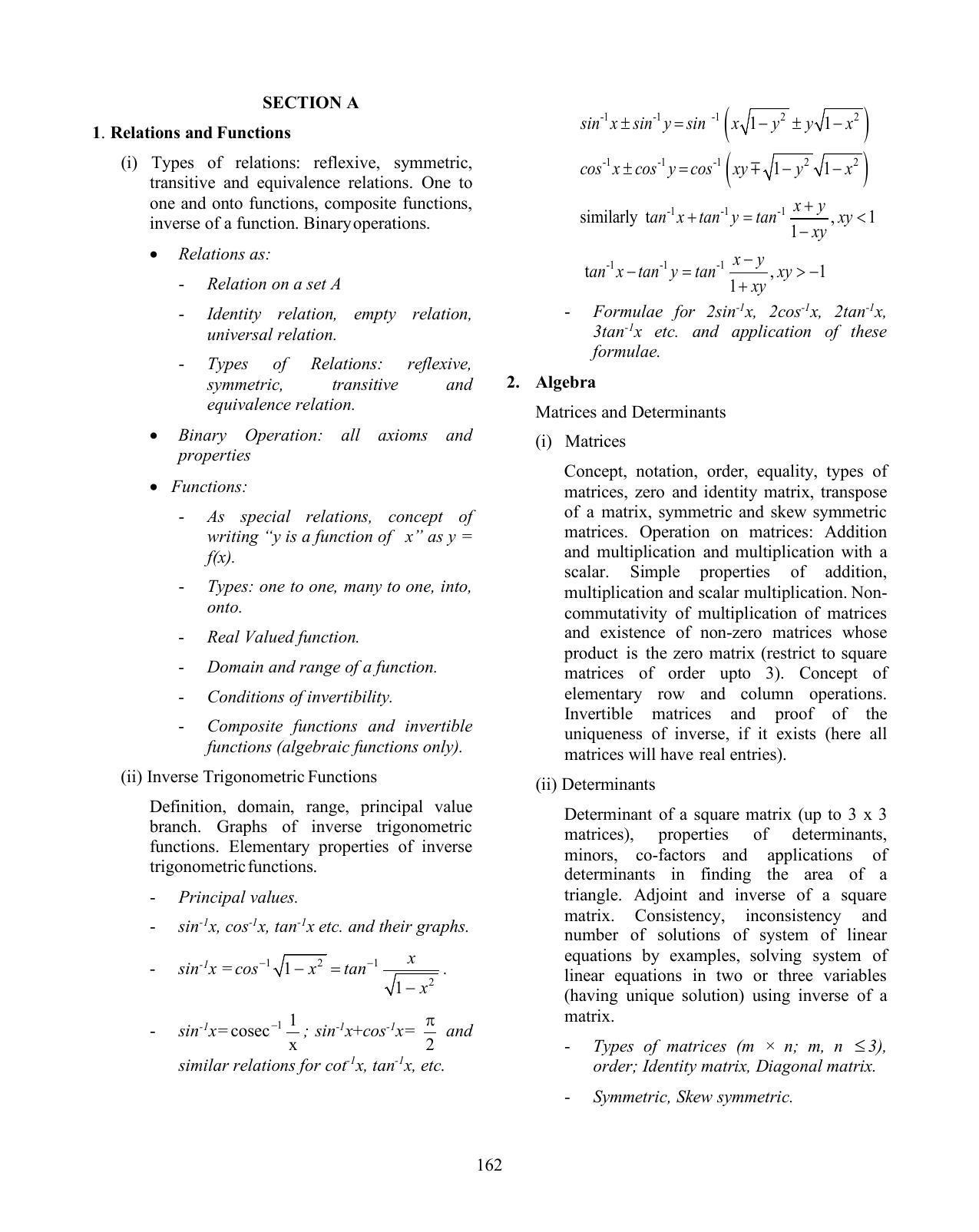 ISC Class XI & XII Mathematics Syllabus - Page 12