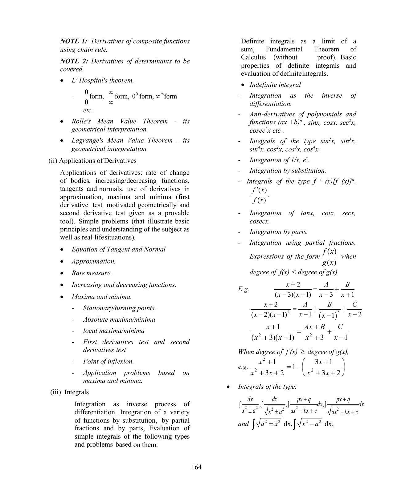 ISC Class XI & XII Mathematics Syllabus - Page 14