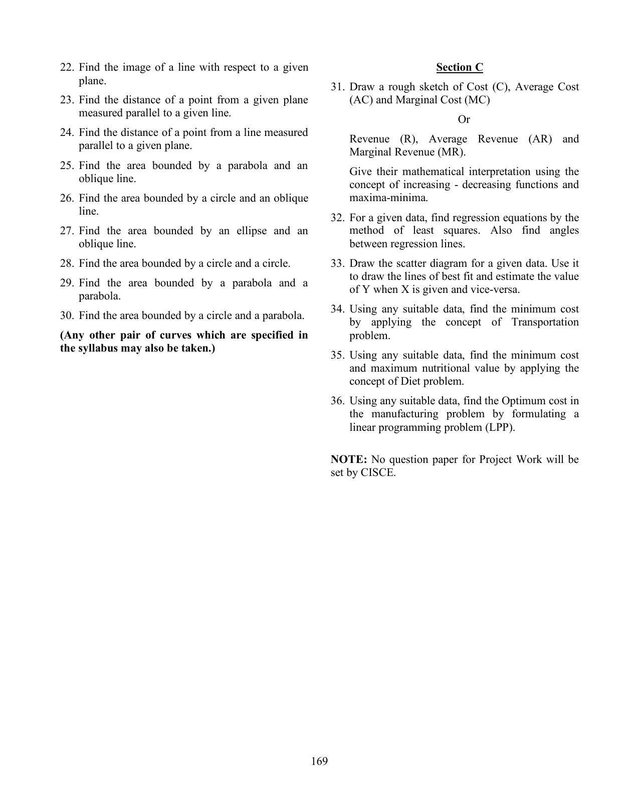 ISC Class XI & XII Mathematics Syllabus - Page 19