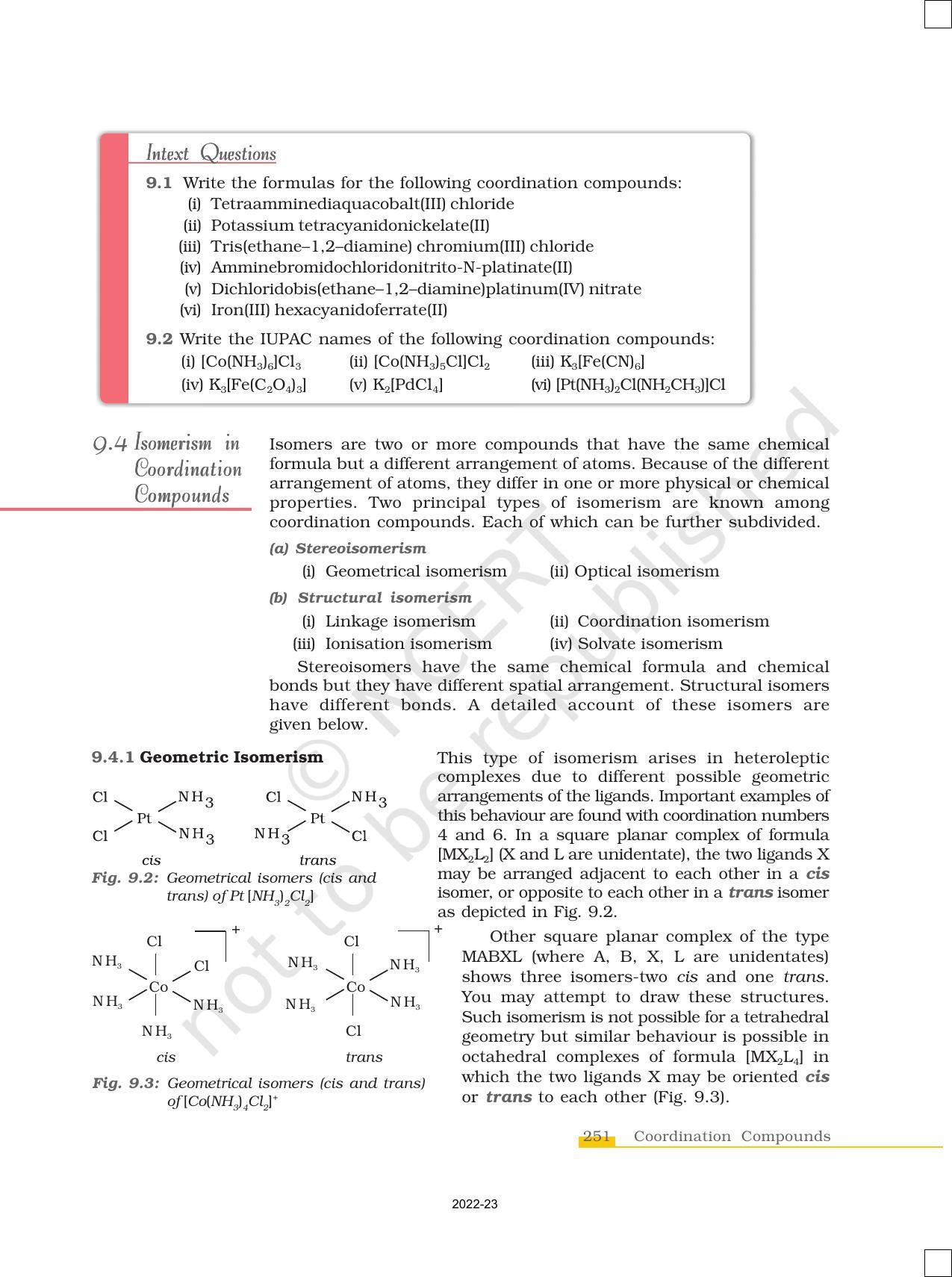 NCERT Book for Class 12 Chemistry Chapter 9 Coordination Compounds - Page 8