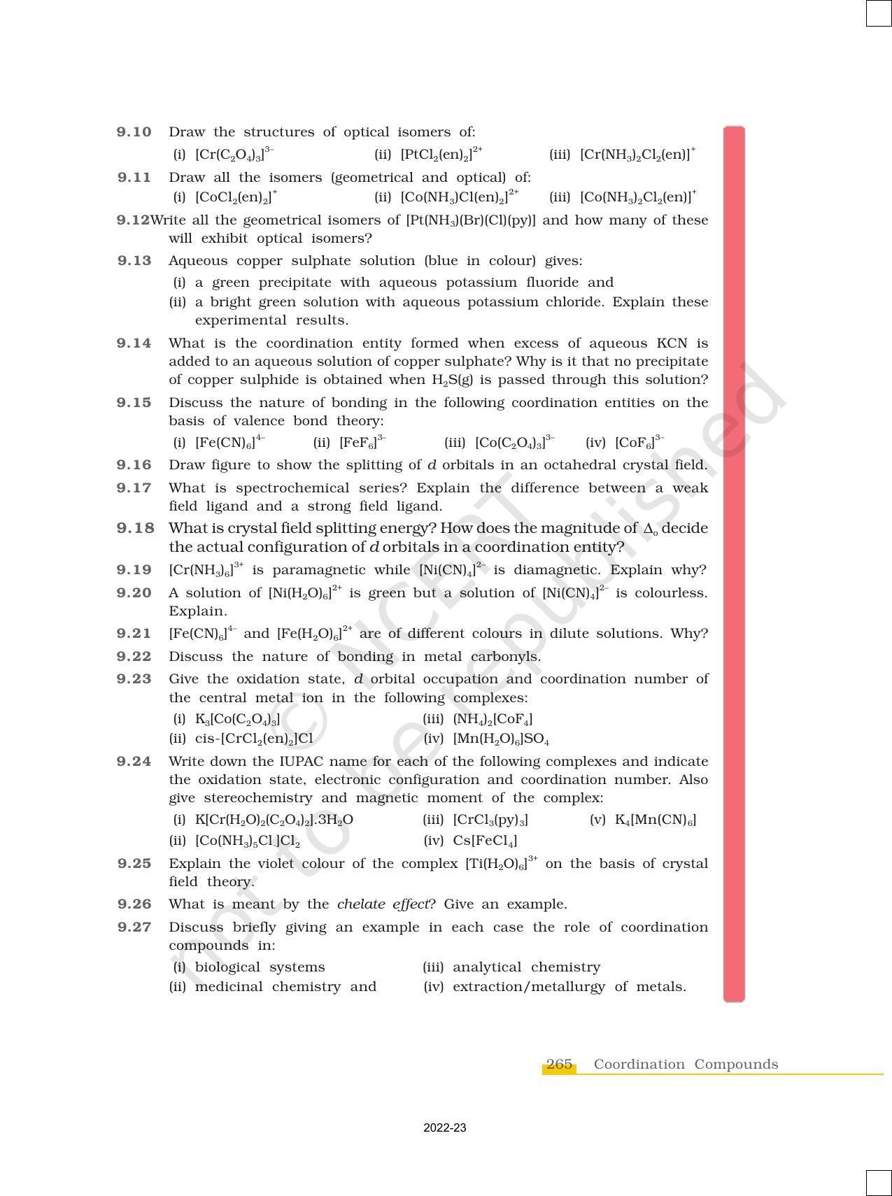NCERT Book for Class 12 Chemistry Chapter 9 Coordination Compounds - Page 22