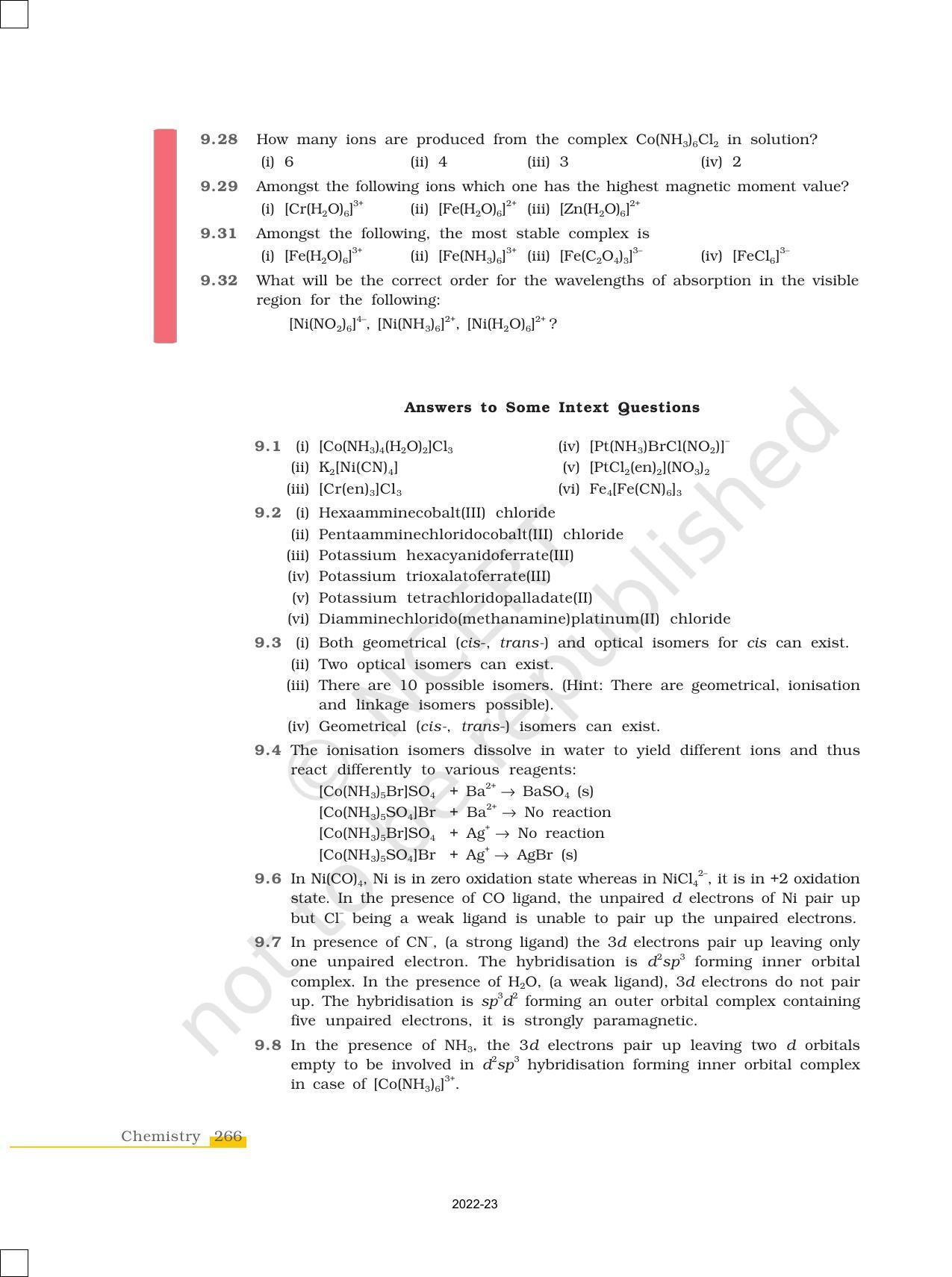 NCERT Book for Class 12 Chemistry Chapter 9 Coordination Compounds - Page 23