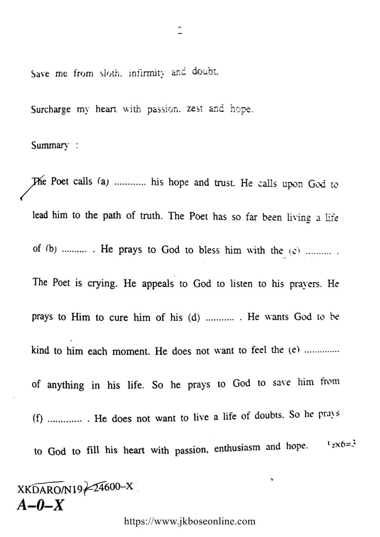 JKBOSE CLASS 10 English 24600-X 2019 - Page 2