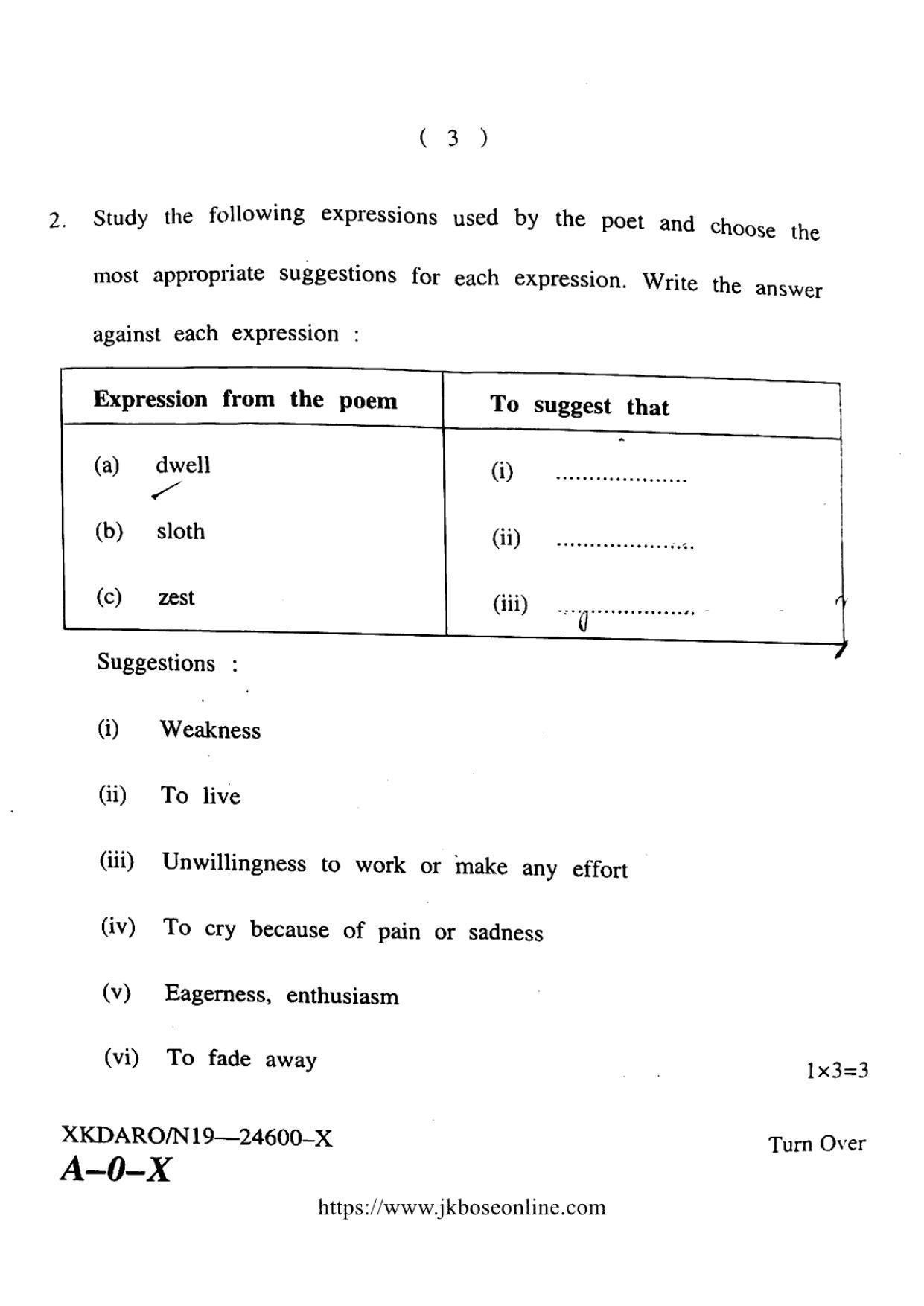 JKBOSE CLASS 10 English 24600-X 2019 - Page 3