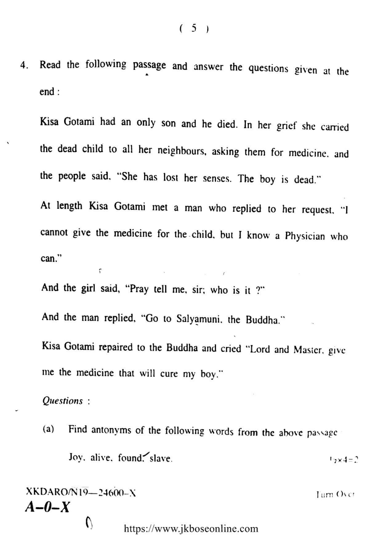 JKBOSE CLASS 10 English 24600-X 2019 - Page 5