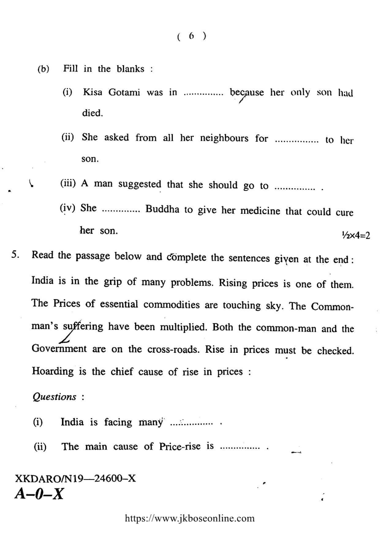 JKBOSE CLASS 10 English 24600-X 2019 - Page 6