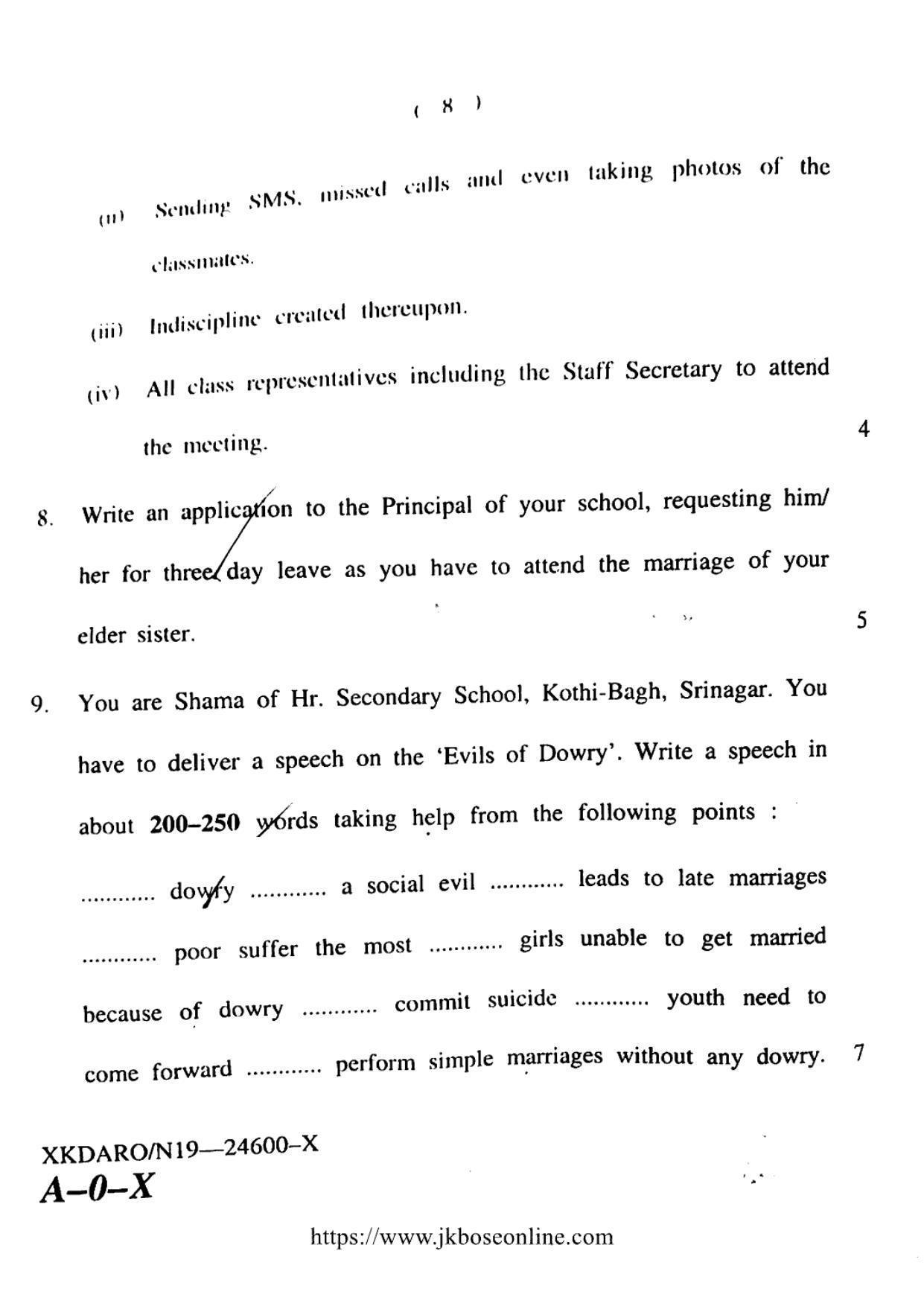 JKBOSE CLASS 10 English 24600-X 2019 - Page 8