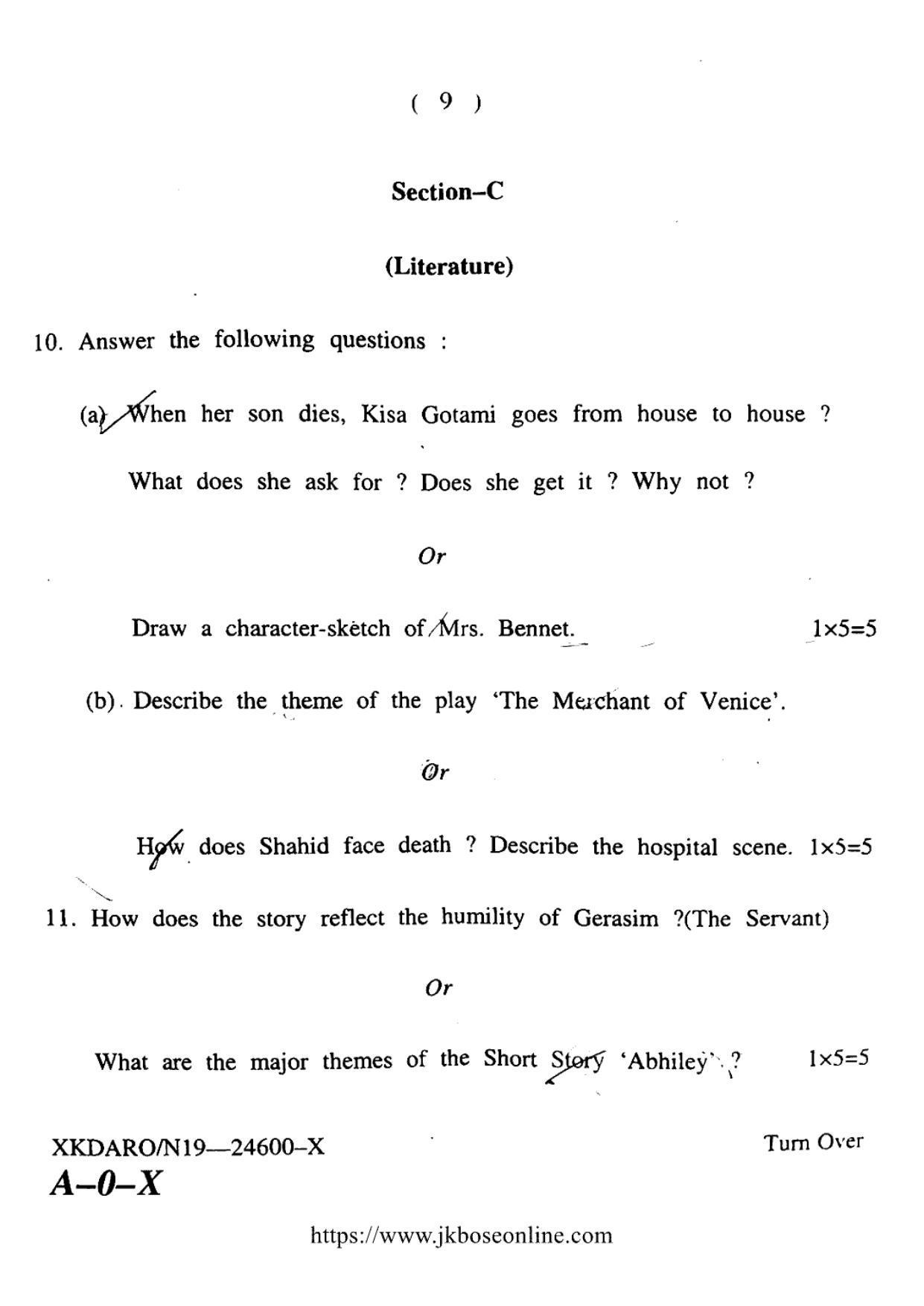 JKBOSE CLASS 10 English 24600-X 2019 - Page 9