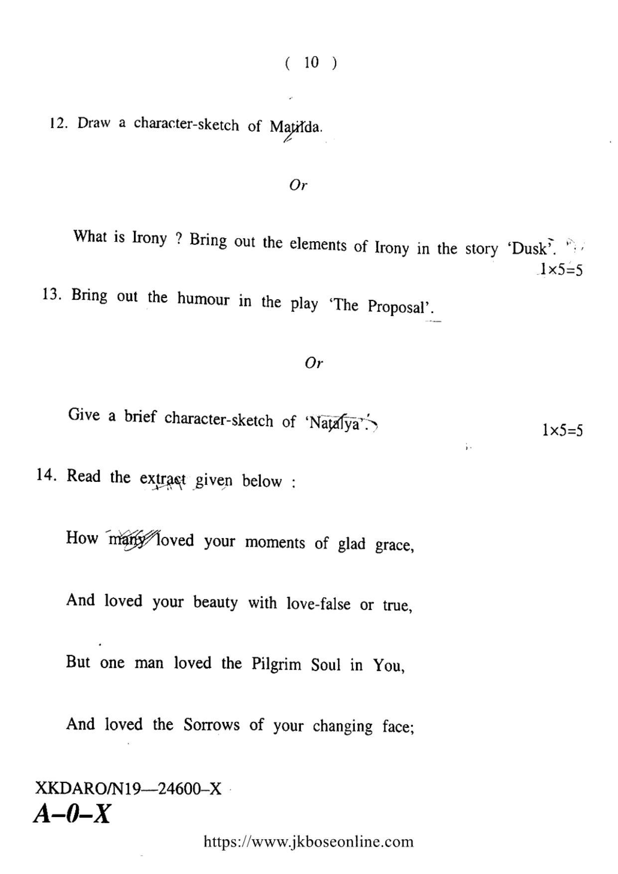 JKBOSE CLASS 10 English 24600-X 2019 - Page 10