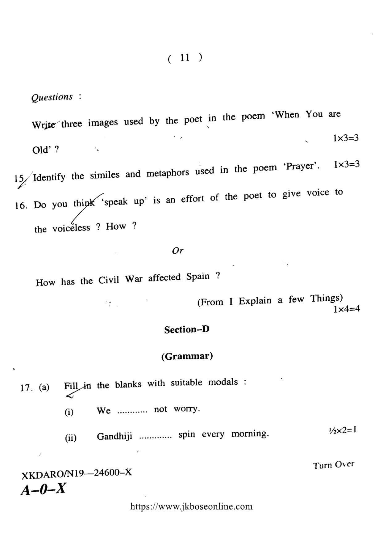 JKBOSE CLASS 10 English 24600-X 2019 - Page 11