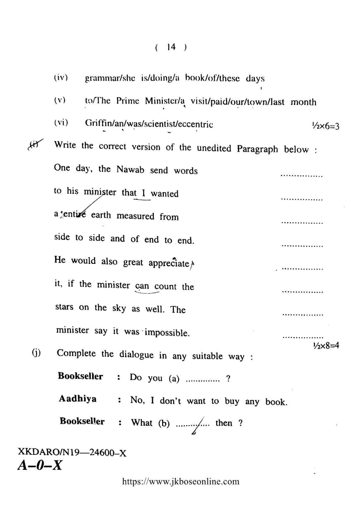 JKBOSE CLASS 10 English 24600-X 2019 - Page 14