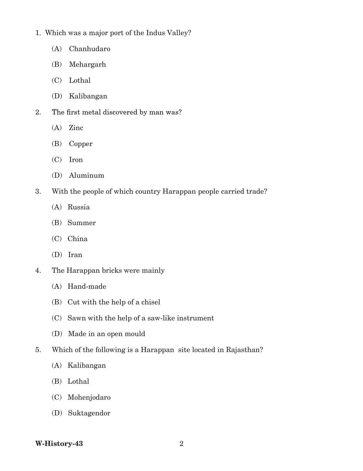 Odisha CPET 2022 HISTORY Question Paper - Page 2