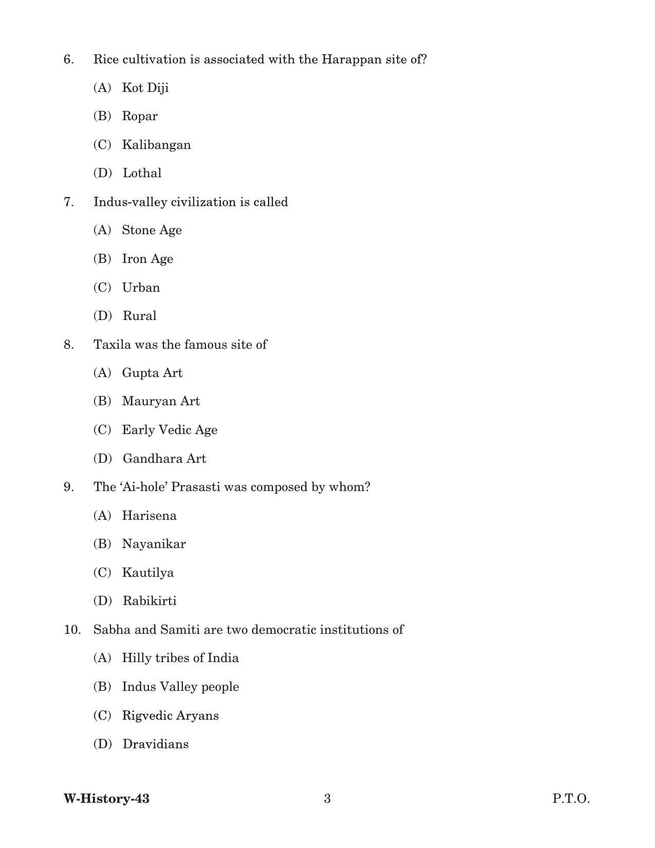 Odisha CPET 2022 HISTORY Question Paper - Page 3