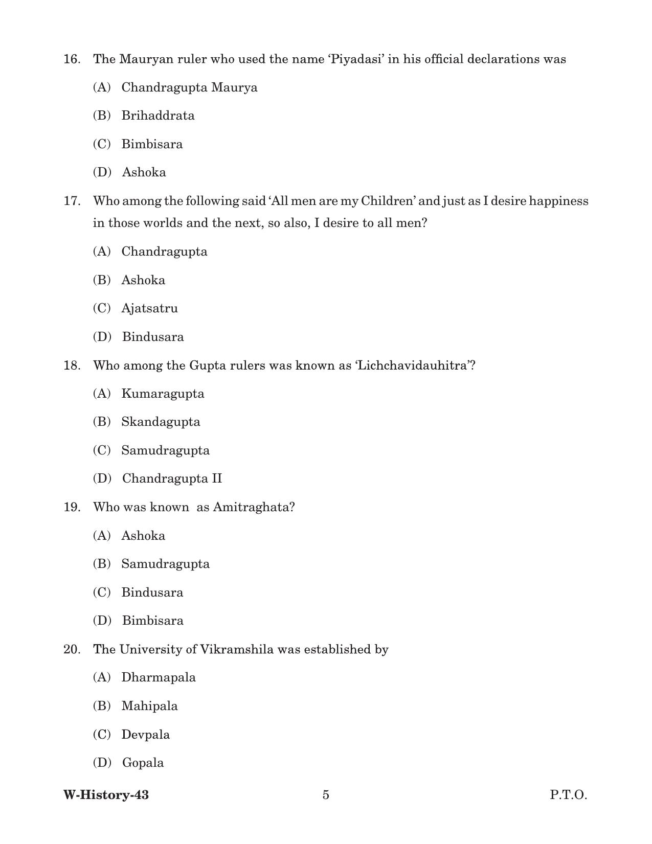 Odisha CPET 2022 HISTORY Question Paper - Page 5