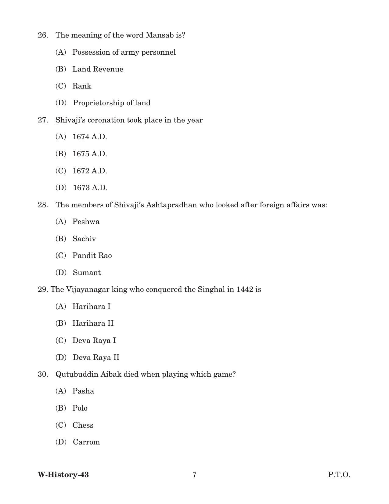 Odisha CPET 2022 HISTORY Question Paper - Page 7