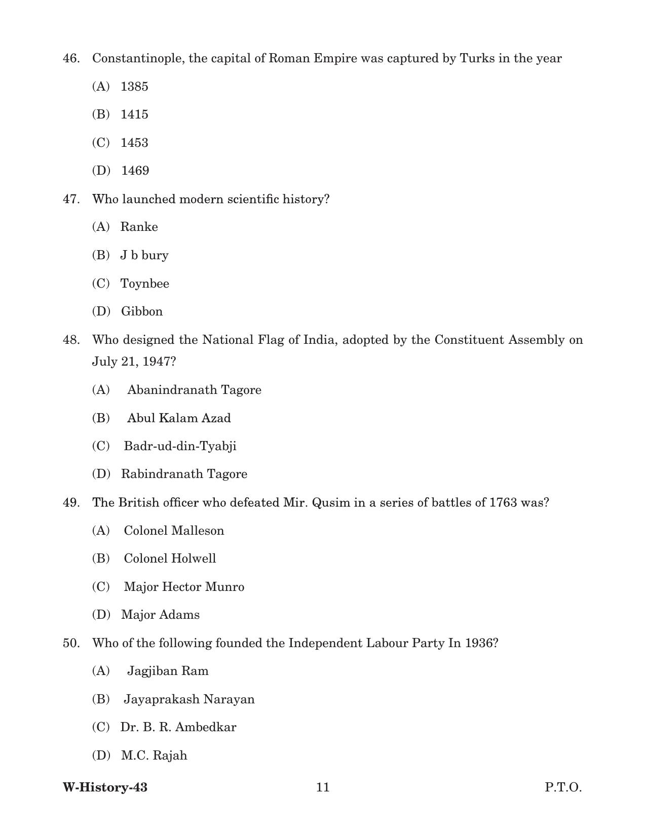 Odisha CPET 2022 HISTORY Question Paper - Page 11