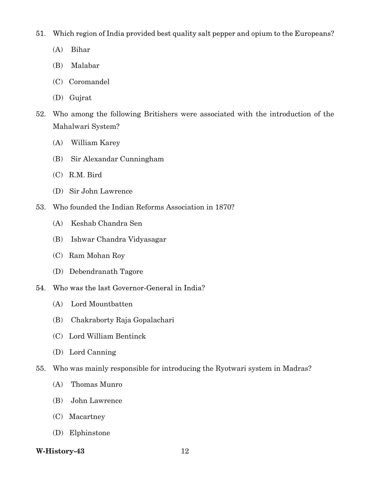 Odisha CPET 2022 HISTORY Question Paper - Page 12