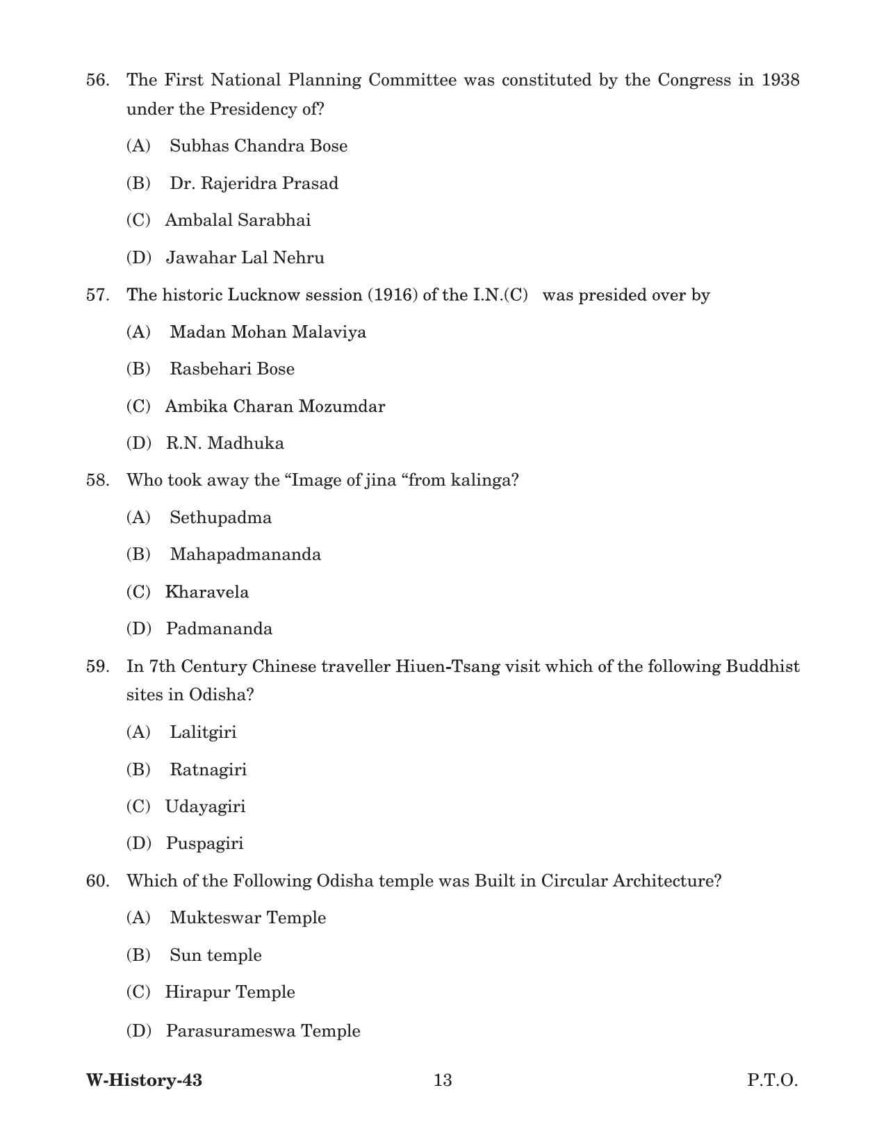 Odisha CPET 2022 HISTORY Question Paper - Page 13