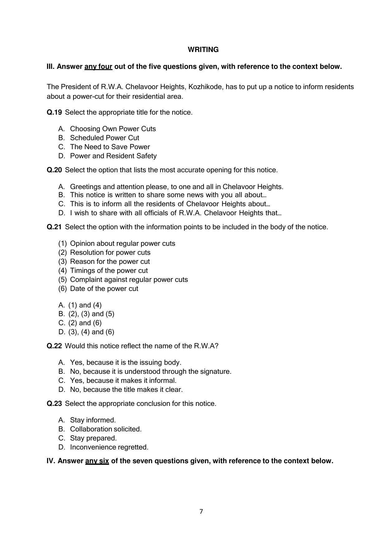 CBSE Class 12th English Core Sample Question Paper 2021-22 - Page 7
