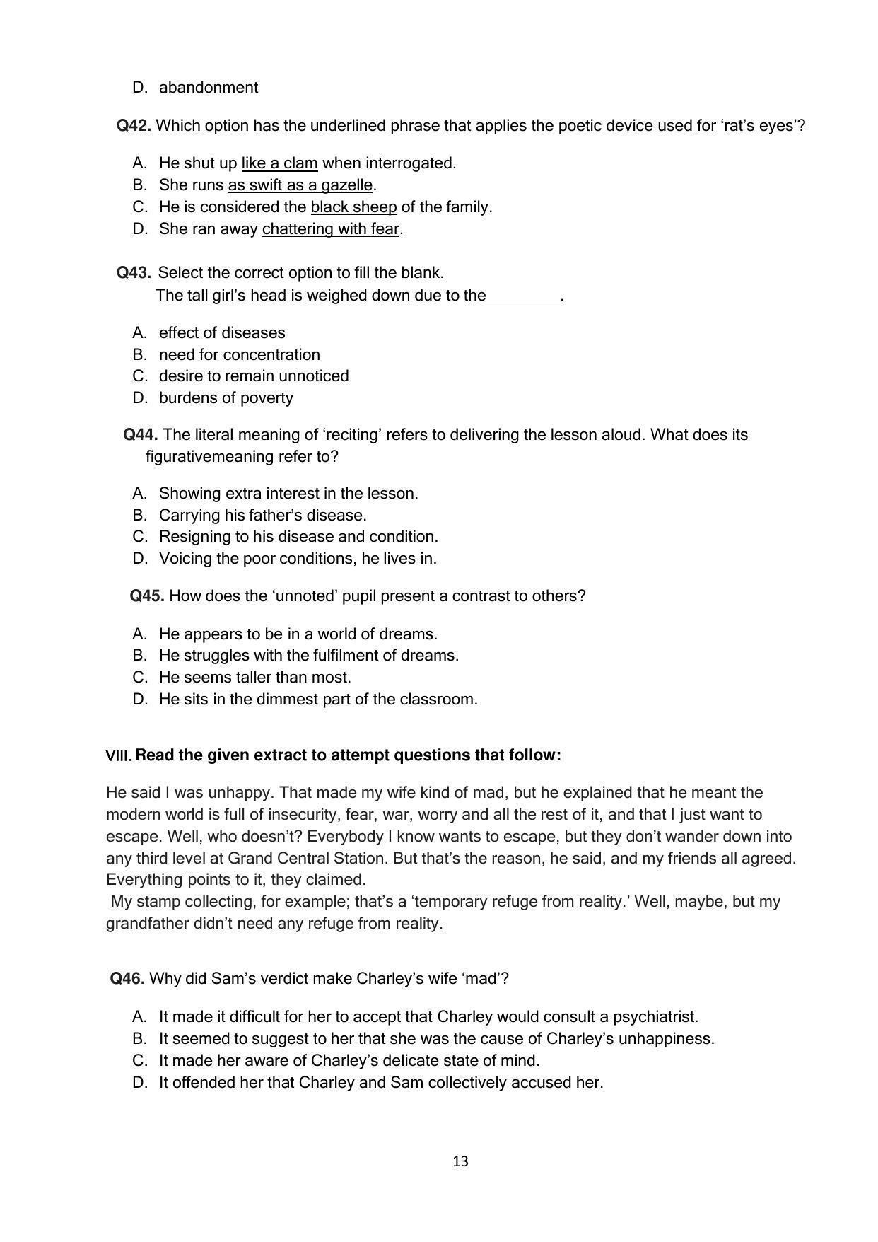 CBSE Class 12th English Core Sample Question Paper 2021-22 - Page 13
