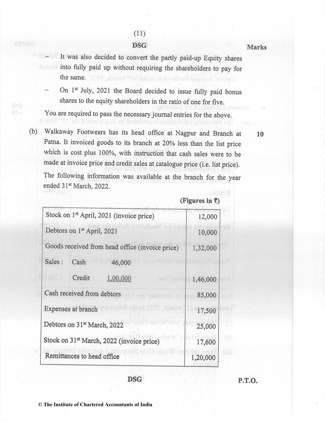 CA Inter May 2022 Question Paper - Paper 1 – Accounting - Page 11