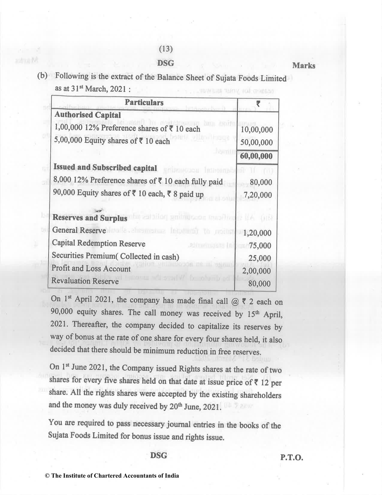CA Inter May 2022 Question Paper - Paper 1 – Accounting - Page 13