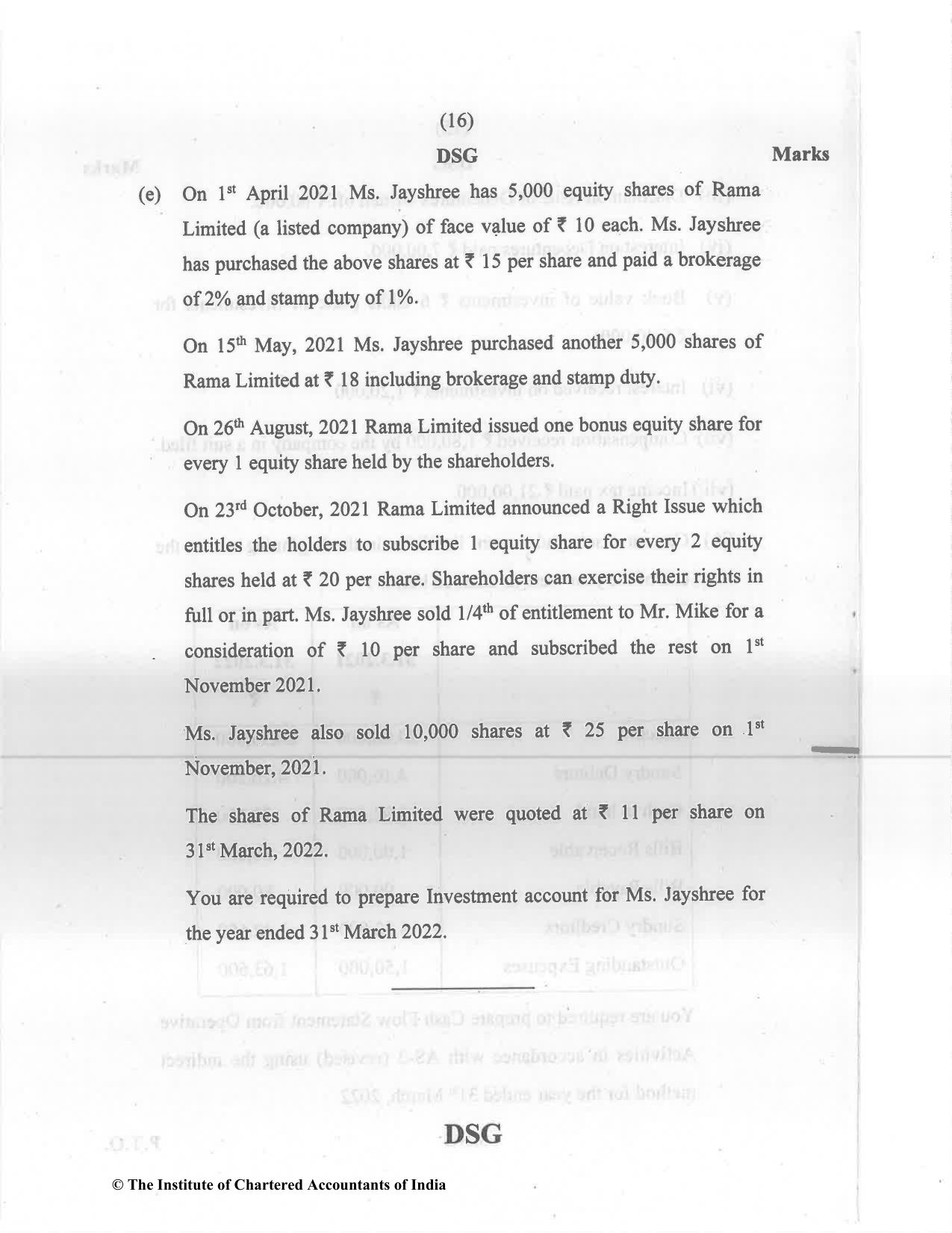 CA Inter May 2022 Question Paper - Paper 1 – Accounting - Page 16