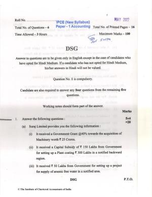 CA Inter May 2022 Question Paper - Paper 1 – Accounting