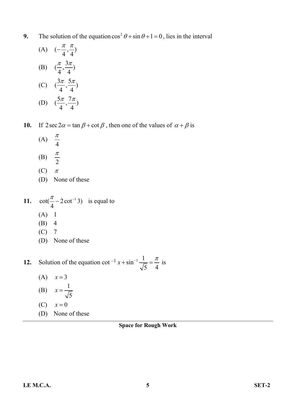 OJEE 2013 LE MCA Set 2 Question Paper - Page 4