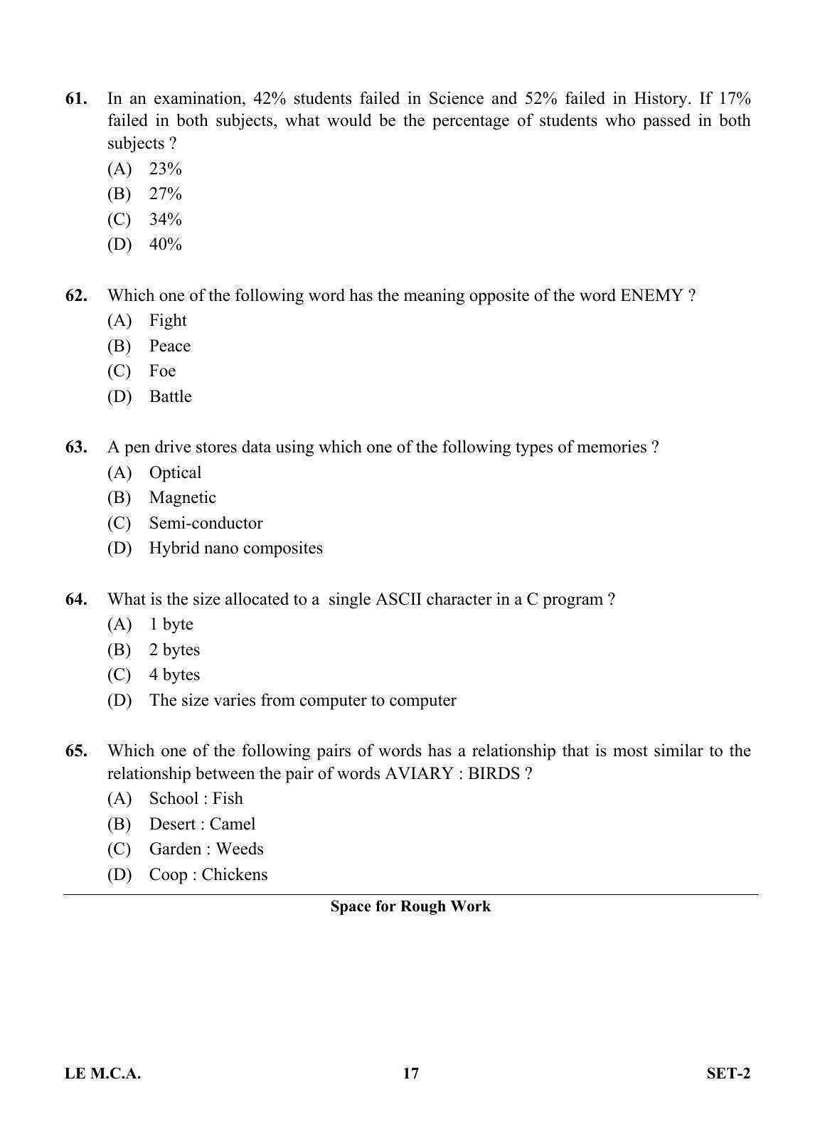 OJEE 2013 LE MCA Set 2 Question Paper - Page 16