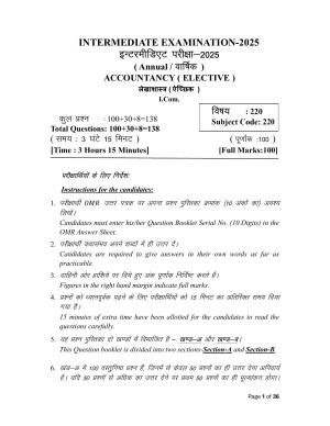 Bihar Board (BSEB) Class XII: 220- ACCOUNTANCY 2025 Model Question Paper