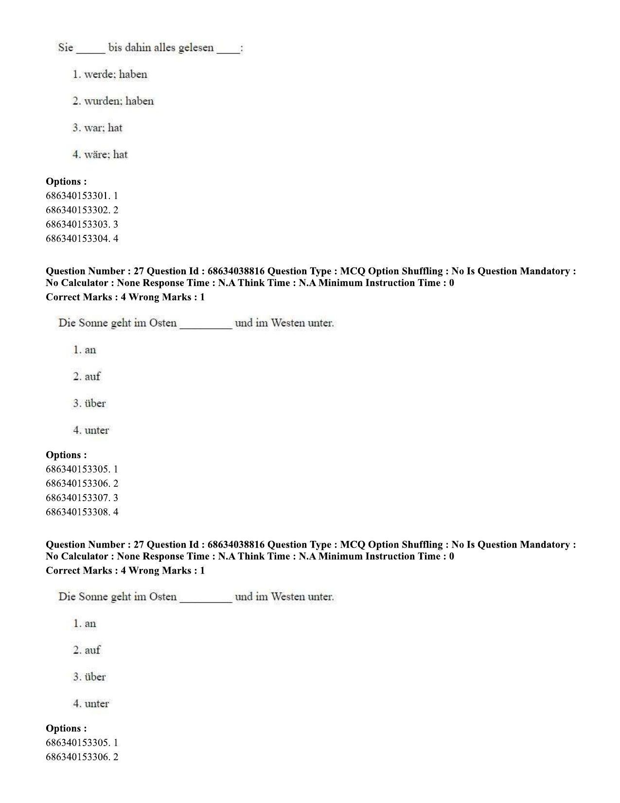 CUET PG 2023: LAQP12 – German (Eng) - Shift 2 (25-06-2023) Question Paper - Page 40